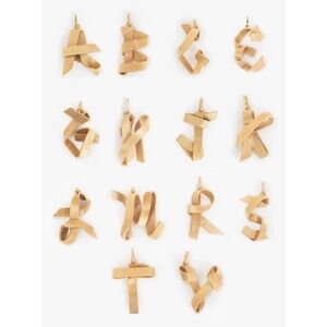 CLARE V Letter C Initial Charm Gold Tone Large Ribbon Monogram NEW